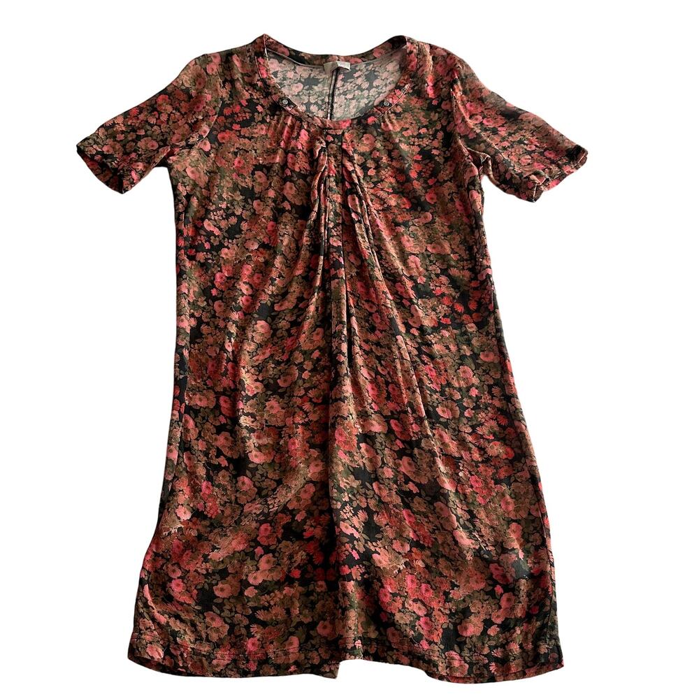 Wrap London Sheer Floral Scoop Neck Dark Romantic Short Sleeve Tunic Dress 8‎